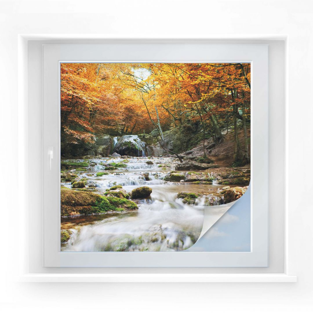 Sichtschutzfolie Autumn Waterfall - quadratisch