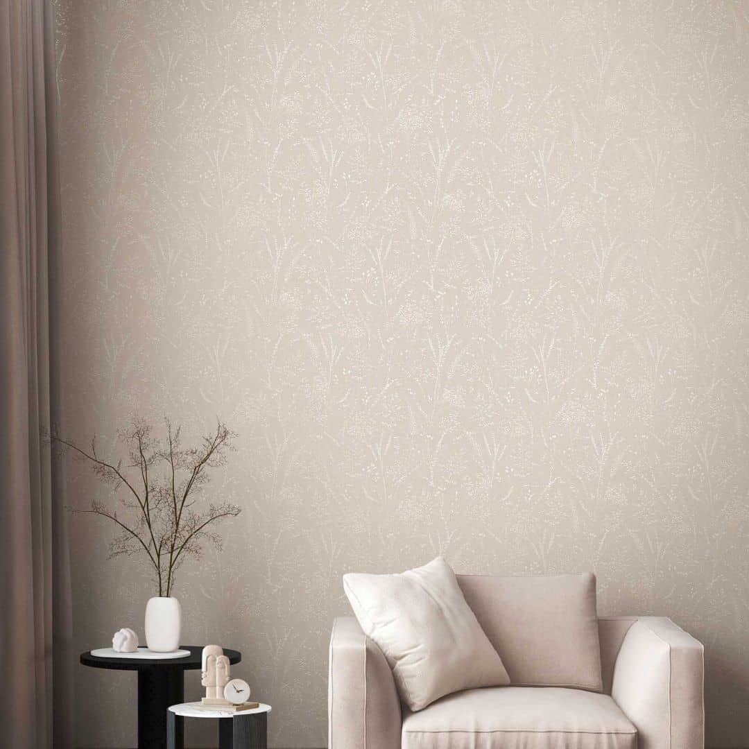 Florale Vliestapete mit Prägung Beige – Struktur-Tapete mit Blütenmuster