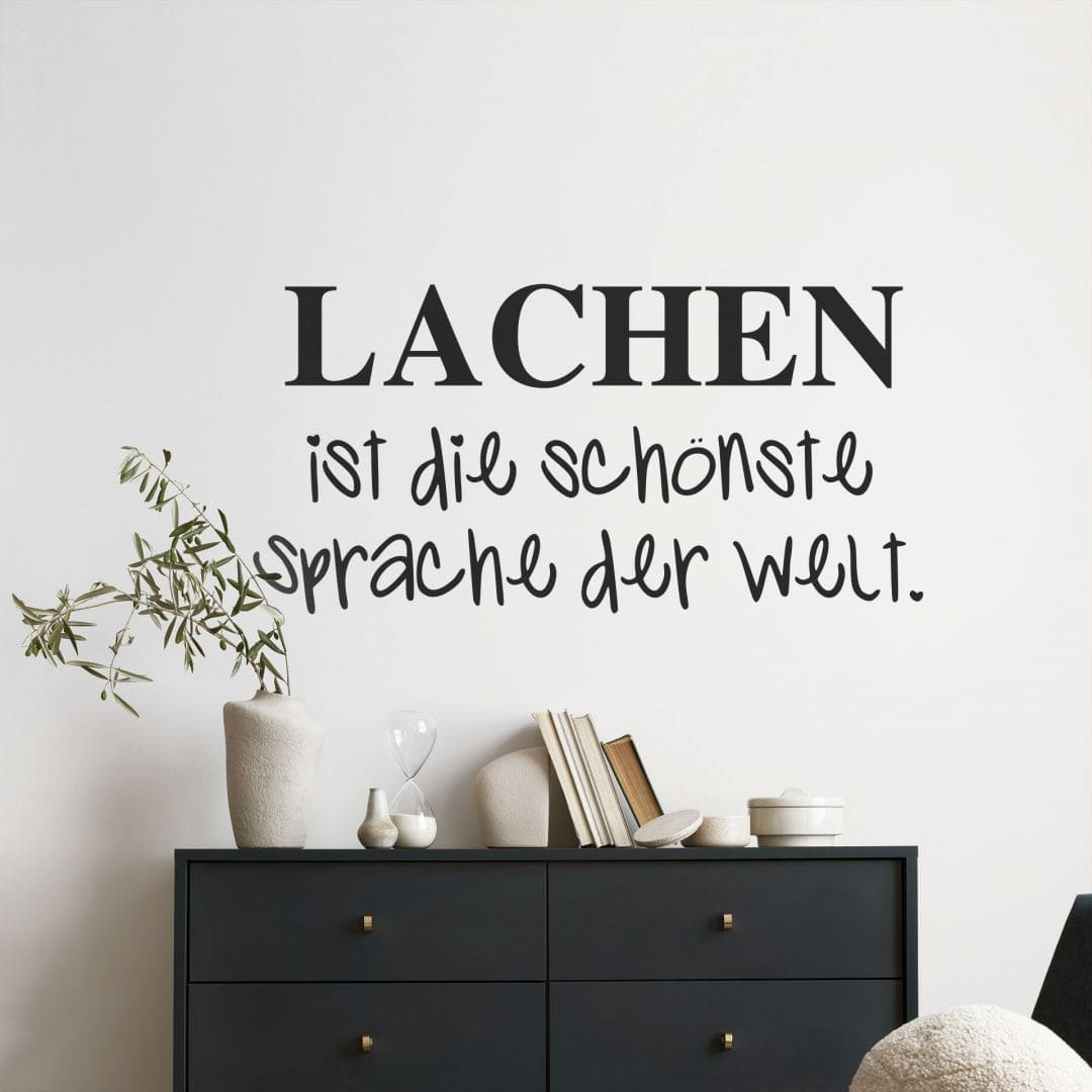 Wandtattoo - Lachen ist die schönste Sprache der Welt