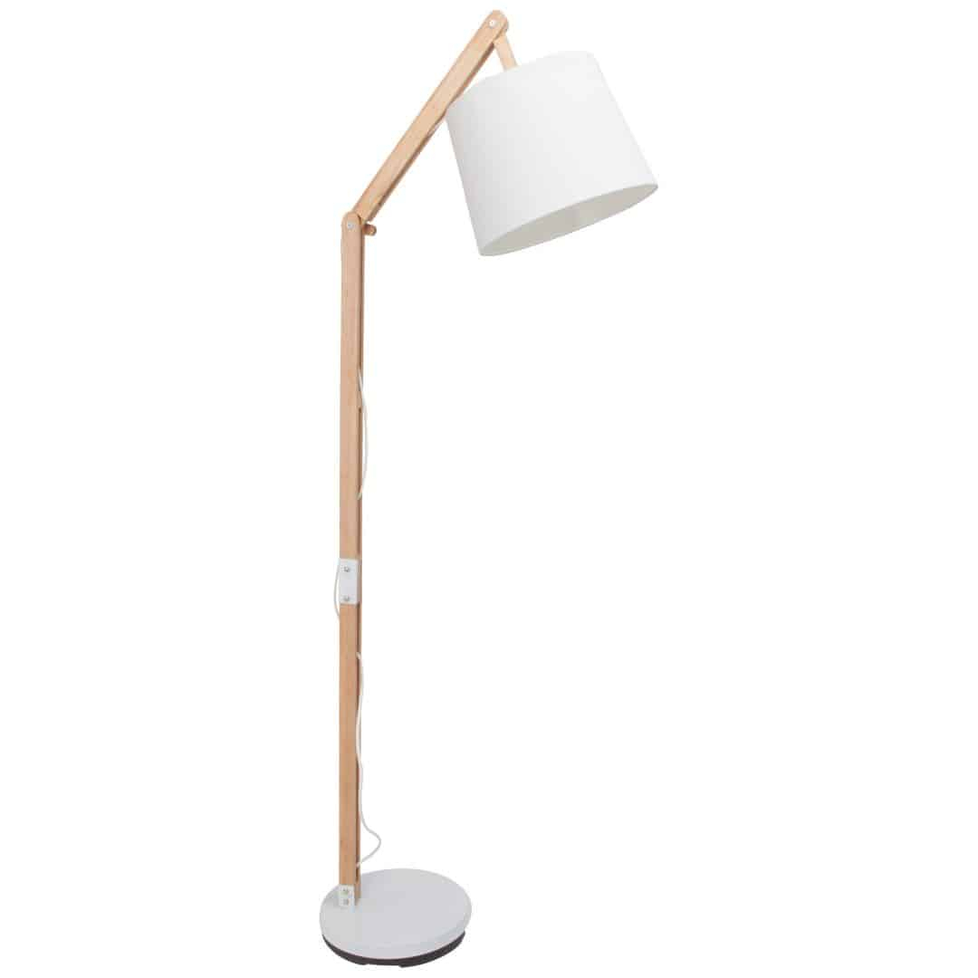 Stehleuchte Diego, beige, 163 x 80 cm, Holz Stehlampe, dimmbar