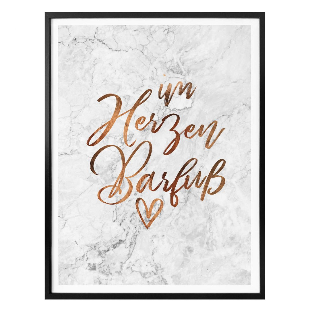 Poster Kupferoptik Im Herzen Barfuss trenddeko.ch
