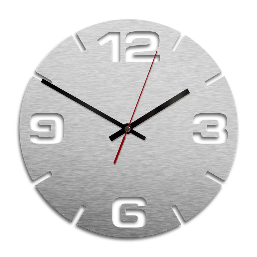 Wanduhr Alu Dibond Silbereffekt Modern 02 O 28cm Trenddeko Ch