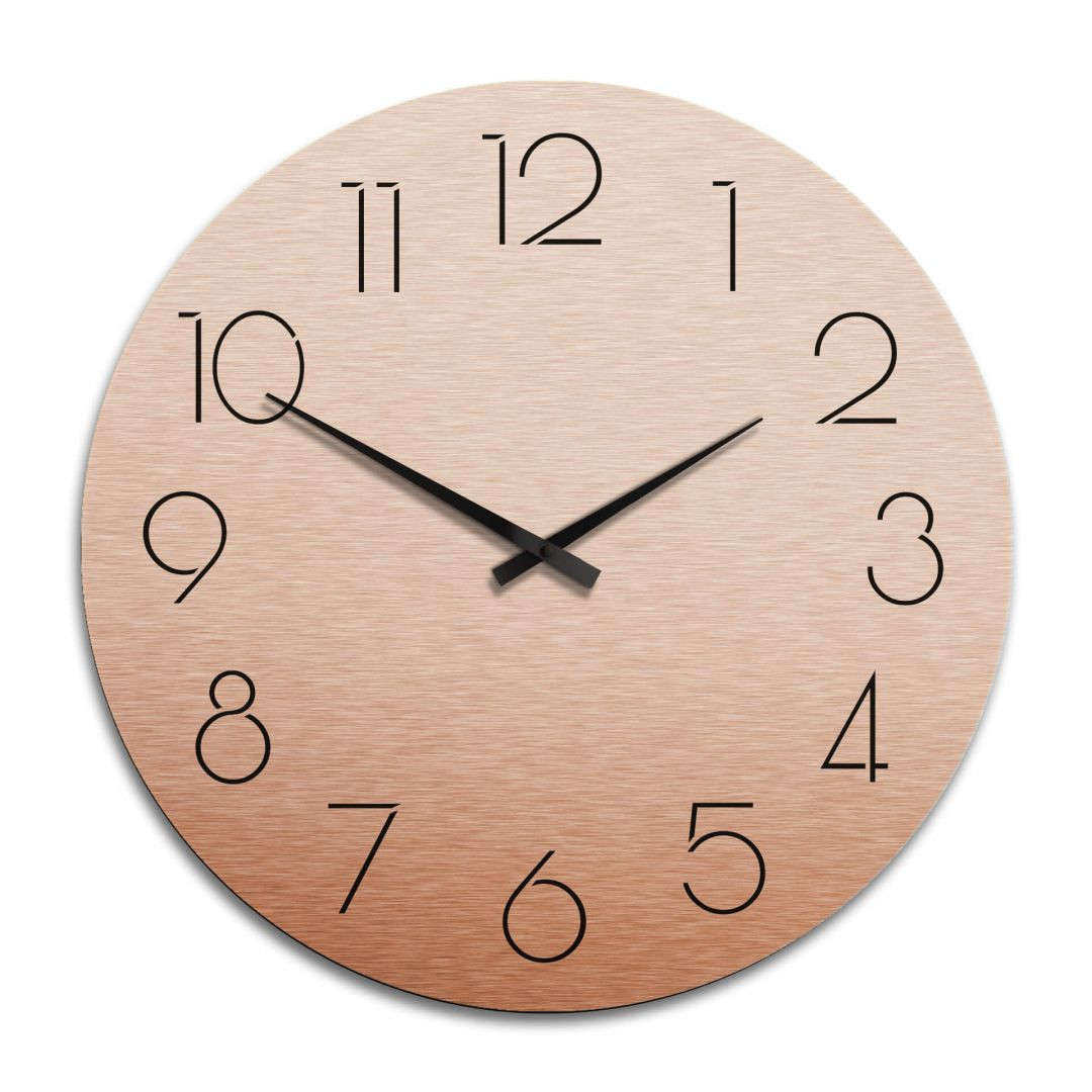 Xxl Wanduhr Alu Dibond Kupfereffekt Modern Nur Mit Zahlen O 70cm Trenddeko Ch