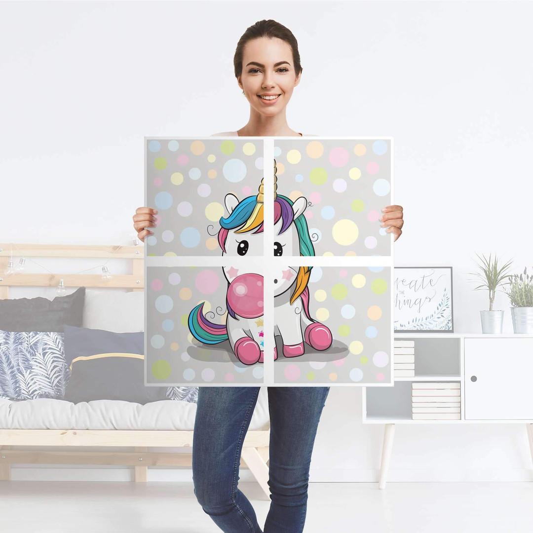 Klebefolie IKEA Kallax Regal 4 Türen Rainbow das Einhorn