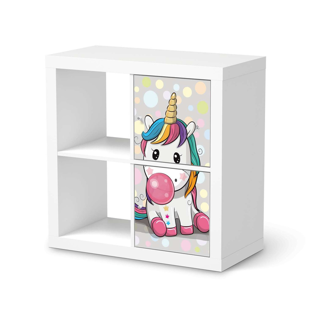 Möbelfolie IKEA Kallax Regal 2 Türen (hoch) Rainbow das Einhorn