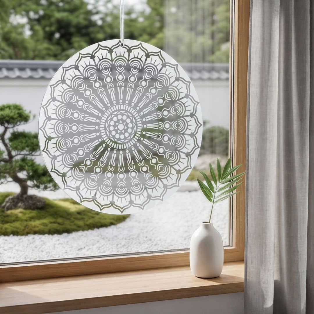 Acrylglasbild, Fensterbild zum Aufhängen Mandala-Blume