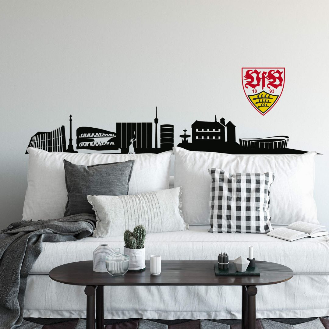 Wandtattoo VfB Stuttgart Skyline Mit Logo Farbig wandtattoo-vfb-stuttgart-skyline-mit-logo-farbig