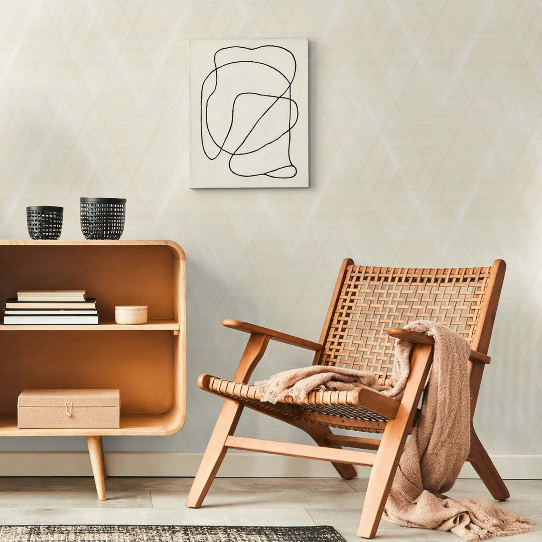 Tapete Muster Beige Creme geometrische Vliestapete modern für Wohnzimmer, Flur