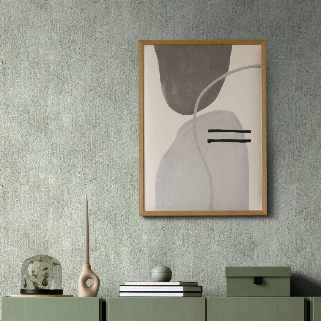 Vliestapete mit strukturiertes Blattmotiv grün Floral