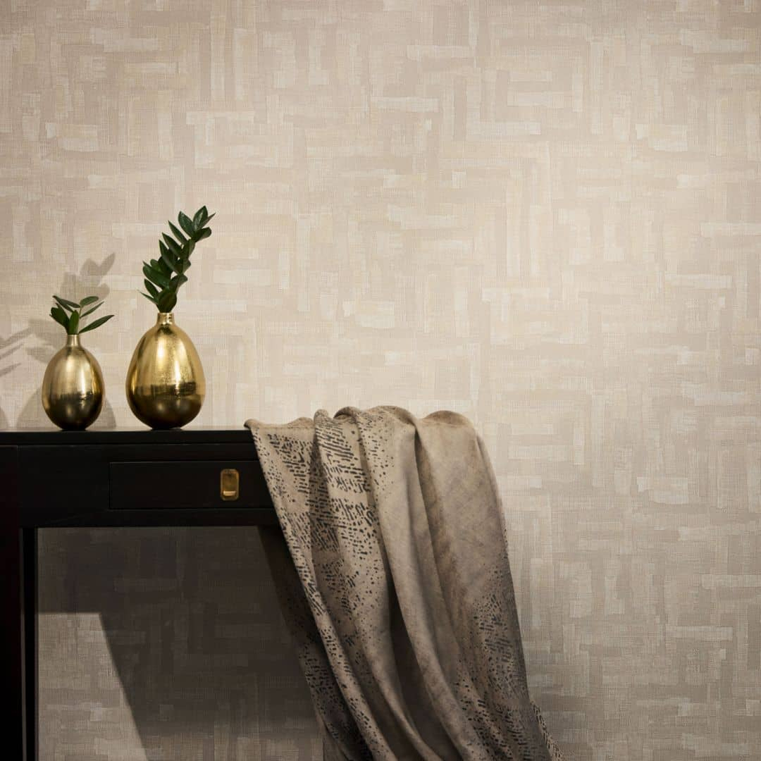 Strukturtapete mit Leinenoptik Beige Creme – Geometrisches Muster