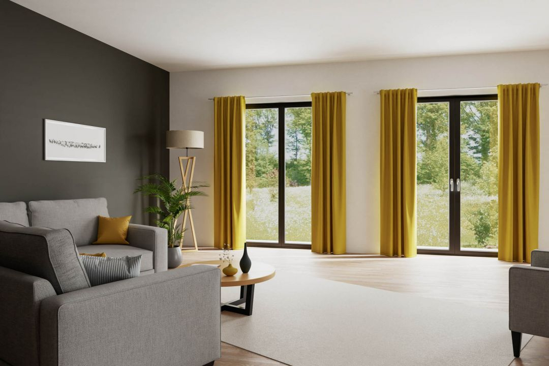 Homing Fertigschal mit verdeckten Schlaufen, Galdin safran - 2.45 x 1.4m