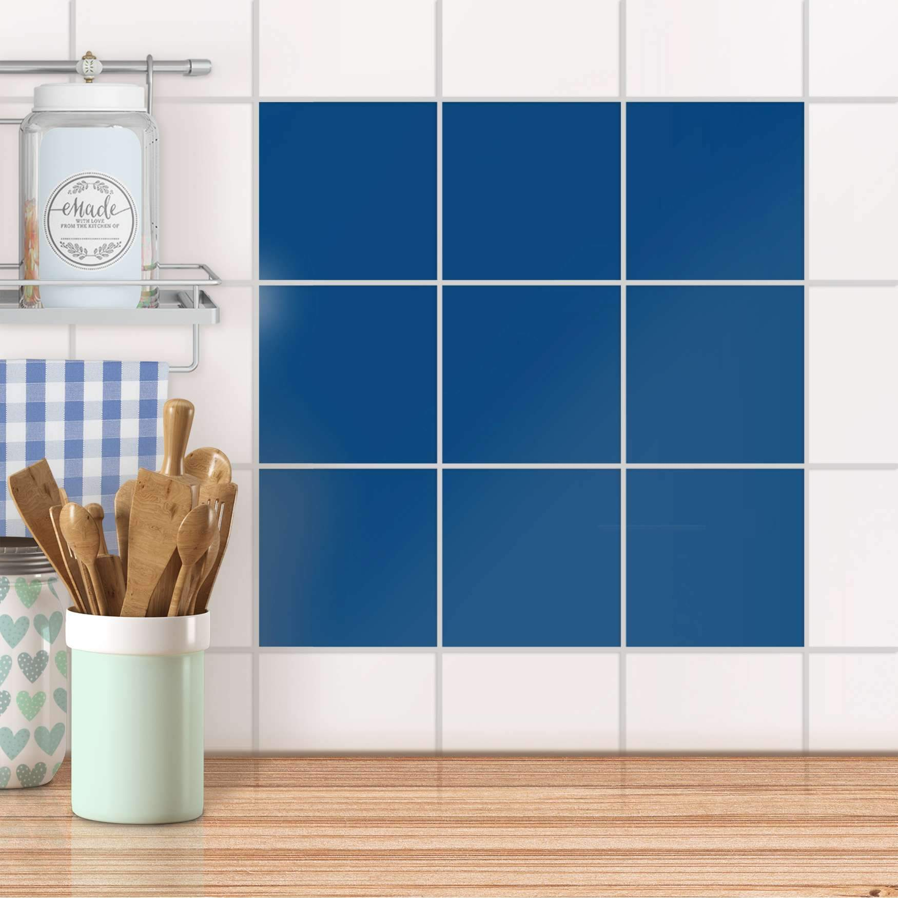Fliesenaufkleber unifarben - Blau Dark - 9er Set