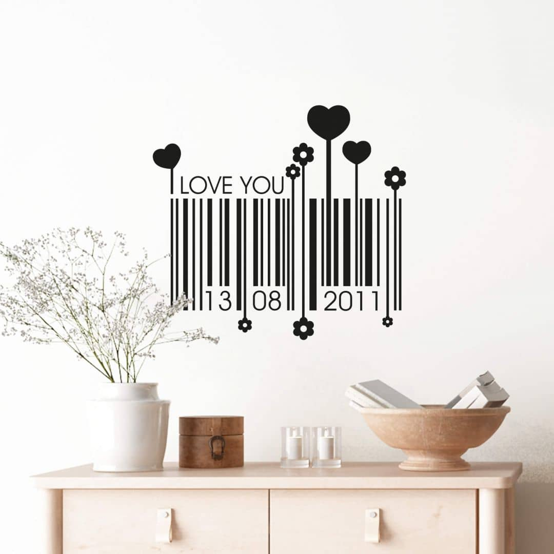 Wandtattoo & Datum Liebes Barcode