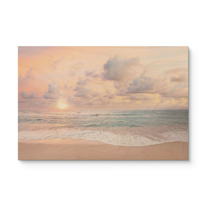 Holzbild Sonnenuntergang über Strand und Meer - Sisi & Seb