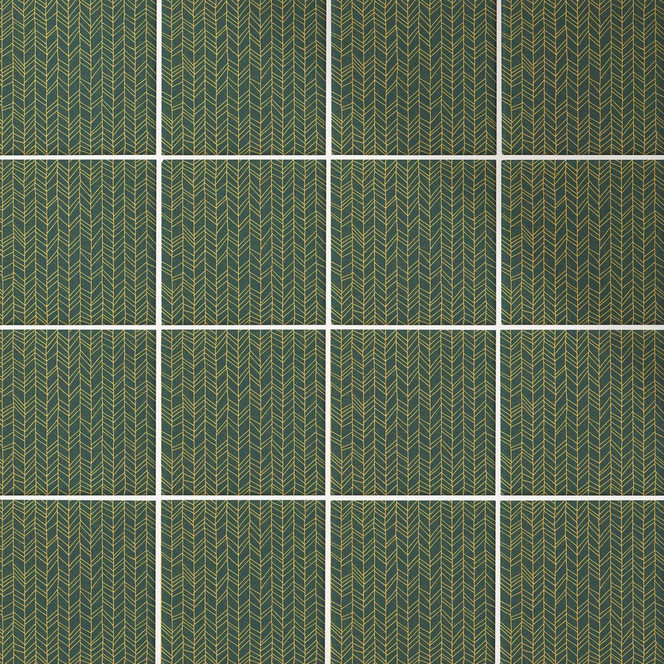 Fliesenaufkleber Fischgrätenmuster filigran - grün orange - 12er Set