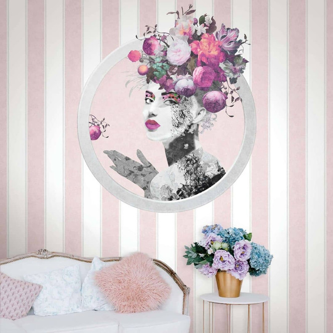 Fototapete Streifen, Gesicht Streifen Klassisch, Romantisch matt in Weiss 2.70 x 1.59m