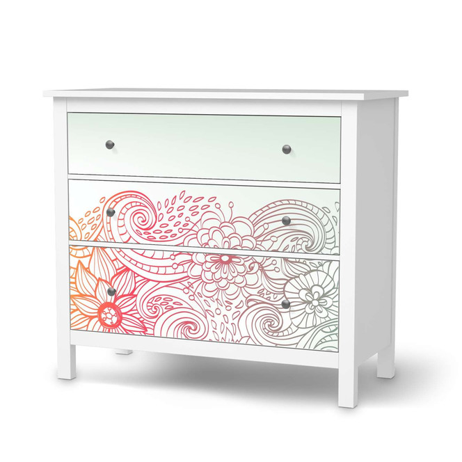 Möbelfolie IKEA Hemnes Kommode 3 Schubladen - Floral Doodle- Bild 1