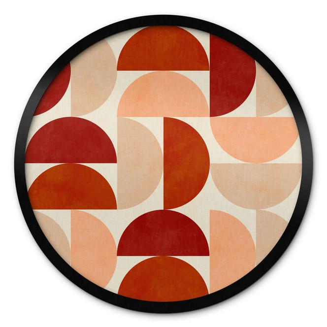 Poster Abstrakte Halbkreise in warmen Naturtönen - Bré - Rund