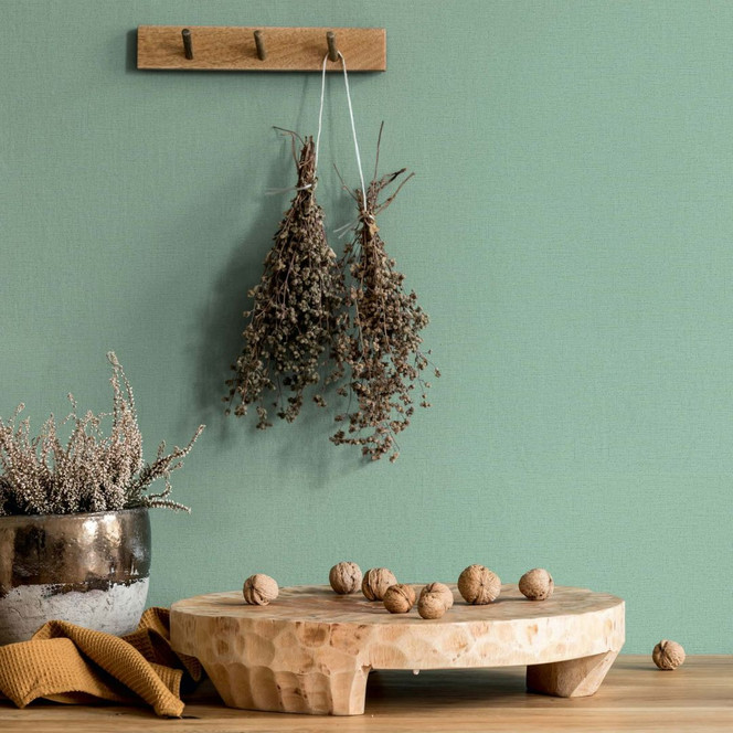 Vliestapete Strukturiert Uni Modern in Grün