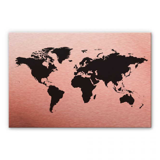 Alu-Dibond-Kupfereffekt - Weltkarte 01