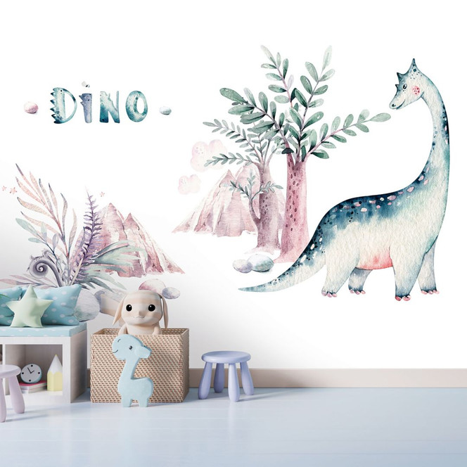 Fototapete Dino in weiss rosa - Vliestapete Designwalls 2 - 2.55x3.5 m