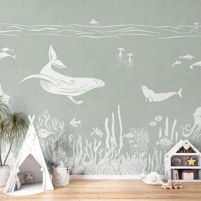 Fototapete Korallenriff und Meerestiere - Eine Reise ins Grüne - Kikki Belle