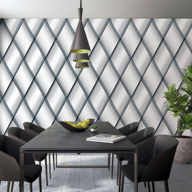 Fototapete mit Rautenoptik, Grau Grafisch 3.40 x 1.06 m