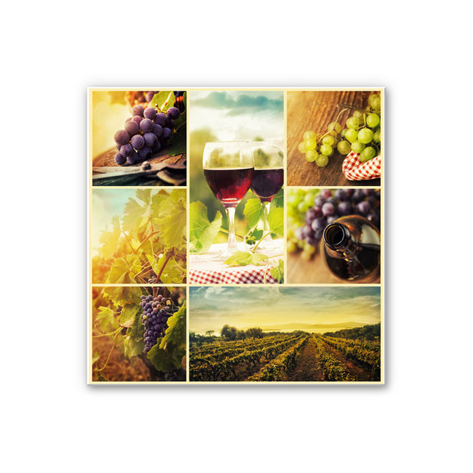 Hartschaumbild Wein Collage - quadratisch