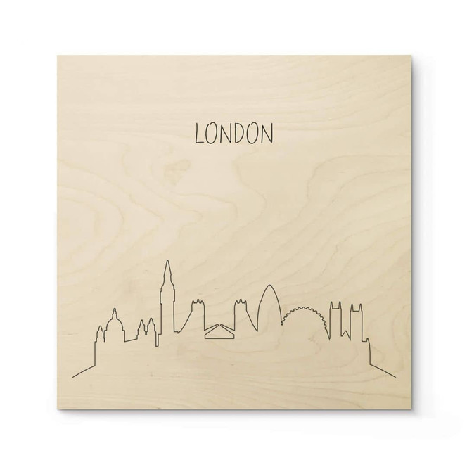 Holzposter Skyline London Outline