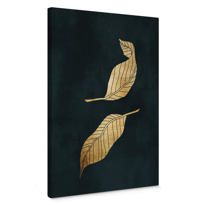 Leinwandbild Kubistika – Goldene Blätter