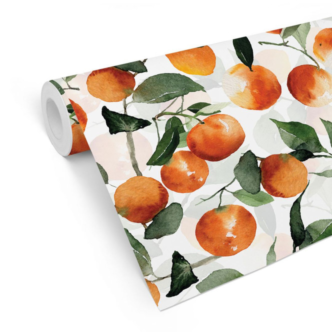 Mustertapete Obst - Fruchtige Mandarinen - UN Designs