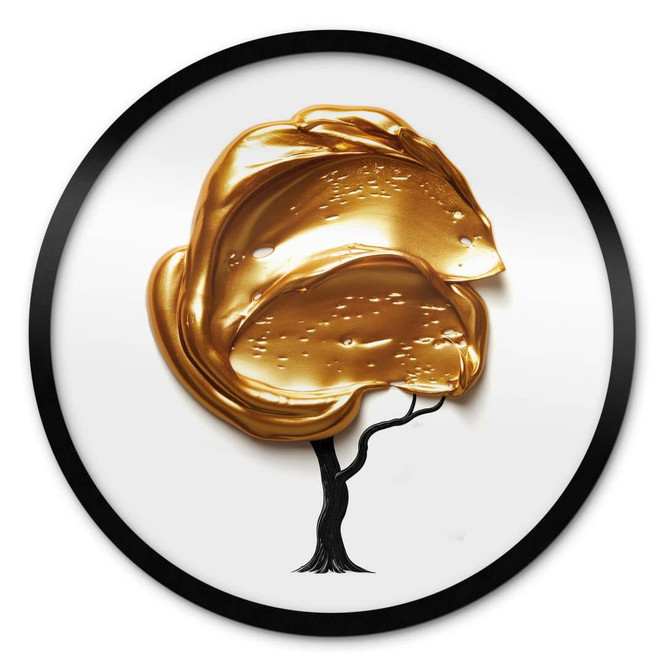 Poster Baum mit goldener 3D-Krone - Mielu - Rund