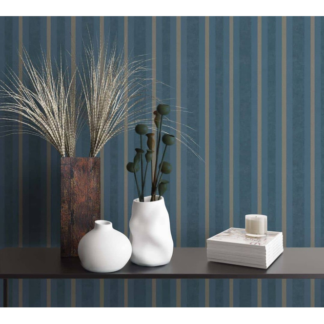Vliestapete Streifen Klassisch, Romantisch, Opulent in Blau
