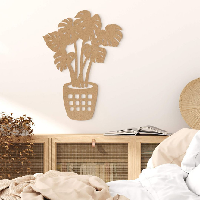 Wanddeko Monstera Pflanze - MDF Natur