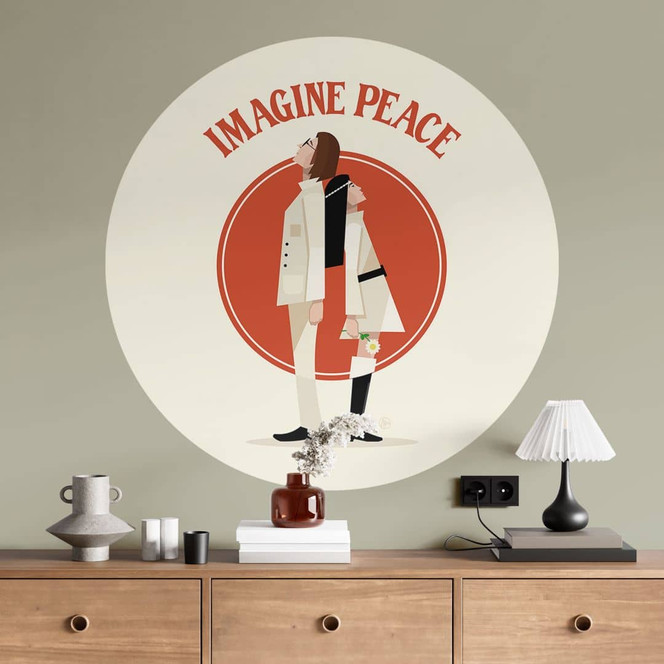 Wandtattoo Imagine Peace - Zwei für Frieden und Hoffnung - Retrodrome - Rund