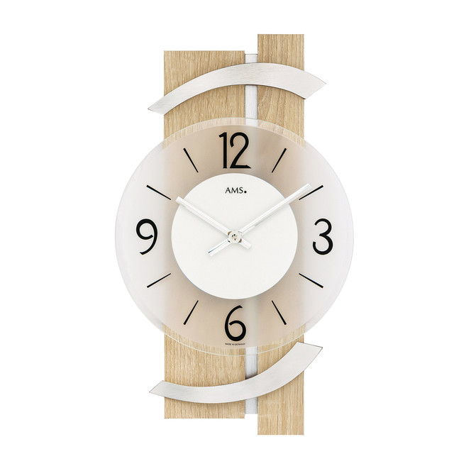 Wanduhr Holzgehäuse Sonoma/Aluminium-Auflage