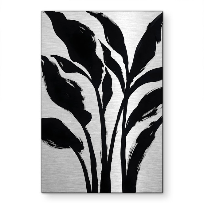 Alu-Dibond gebürstet mit Silbereffekt - Botanische Pinselkunst - Bruzual