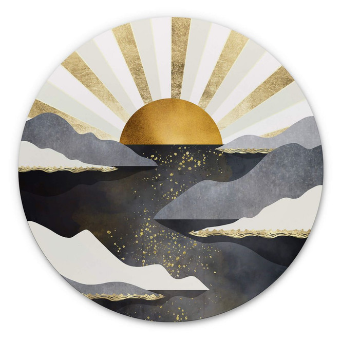 Alu-Dibond SpaceFrog Designs - Goldene Dämmerung - Rund