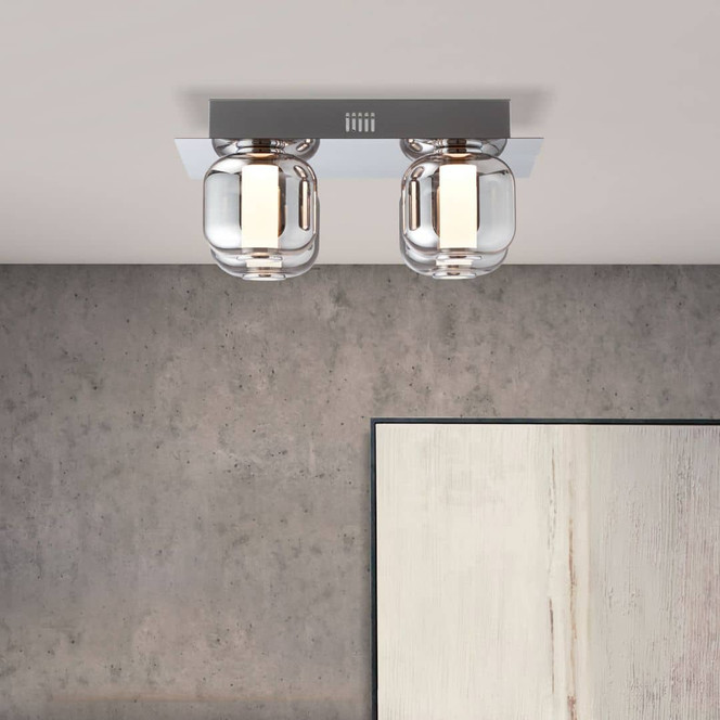 Deckenleuchte Martin, grau, 15 x 35 cm, Glas Innenleuchte