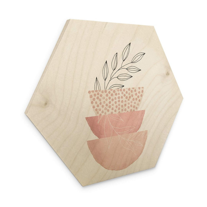 Hexagon Holzbild Zarte Schönheit der Natur - Moss