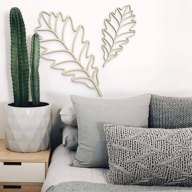 Holzdeko Pappel - Blatt - Eiche geschwungen