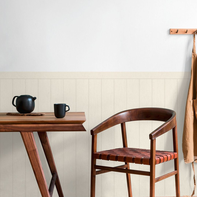 Holzpaneel-Tapete Weiss – Vliestapete mit Struktur in skandinavischer Holzoptik