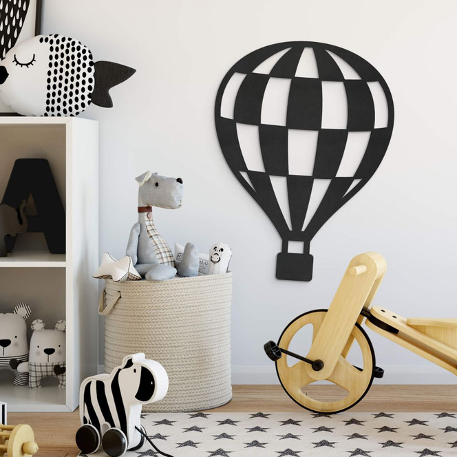 MDF - Holzdeko - Heissluftballon kariert
