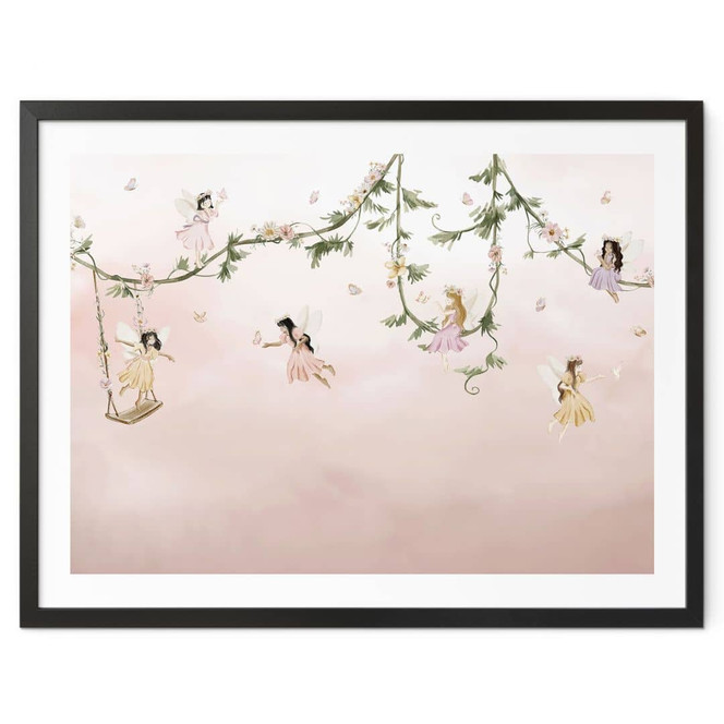 Poster Kleine Feen über rosa Wolken - Oliver Robins