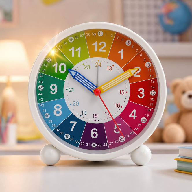 Regenbogen Tischwecker, Lernuhr für Kinder - 11 x 12 x 5 cm