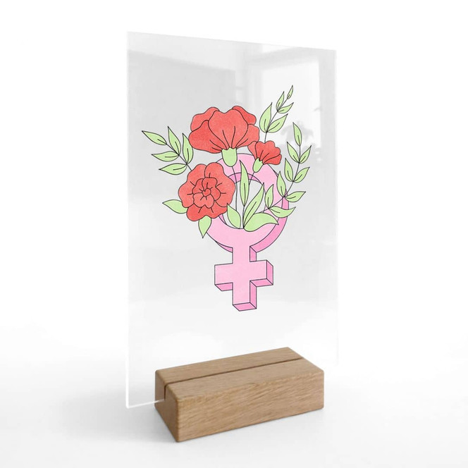 Tischaufsteller Venuszeichen mit Blumen