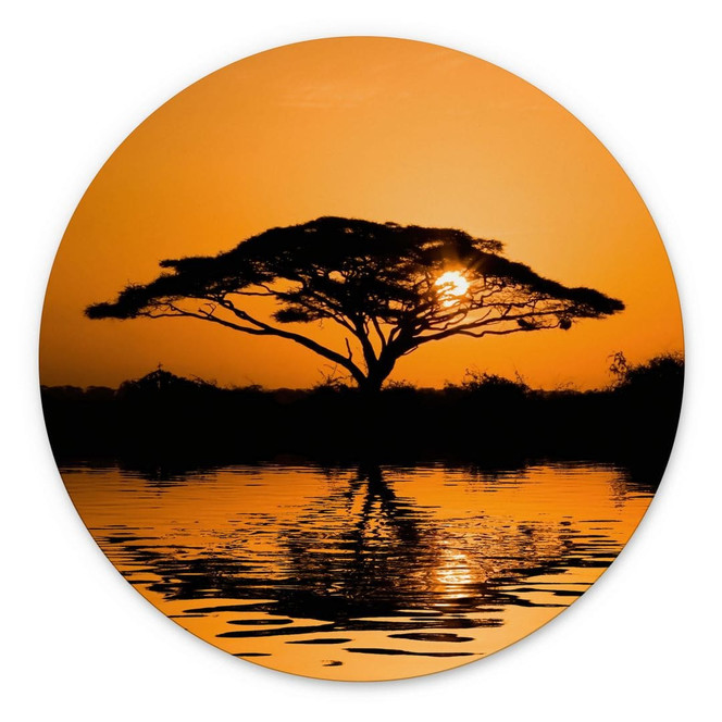 Wandbild Afrika | Romantische Landschaft fürs Wohnzimmer - Alu-Dibond Rund