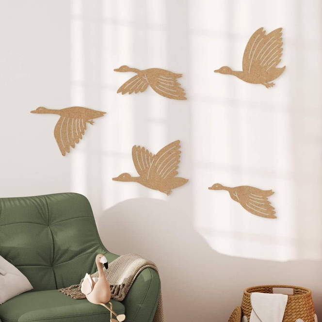 Wanddeko Fliegende Gänse - MDF Natur (5-teilig)
