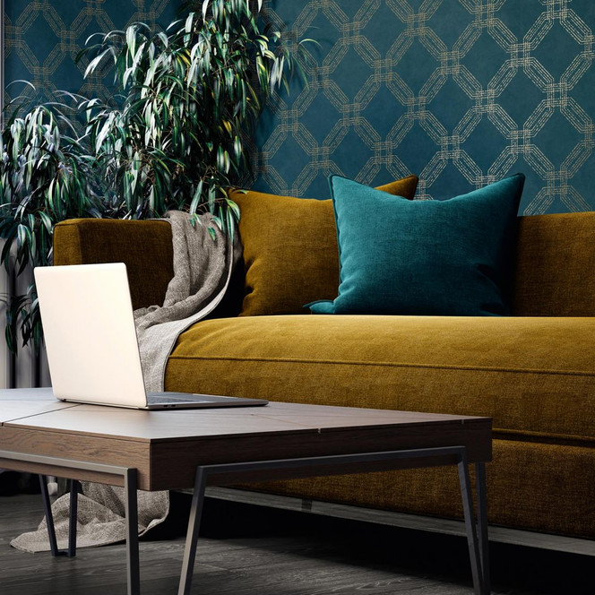 A.S. Création Vliestapete Pop Style geometrische Tapete, blau, metallic