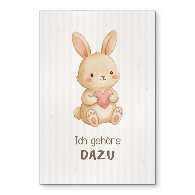 Alu-Dibond Wandbild mit Hase - Kraftsatz "Ich gehöre dazu" für Kinder